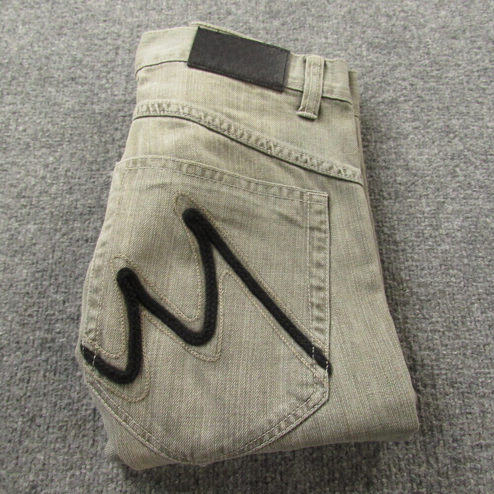 Miskeen Shorts Mens 38x15 Faded Grey Baggy Y2K Embroidered Logo Denim Whiskered